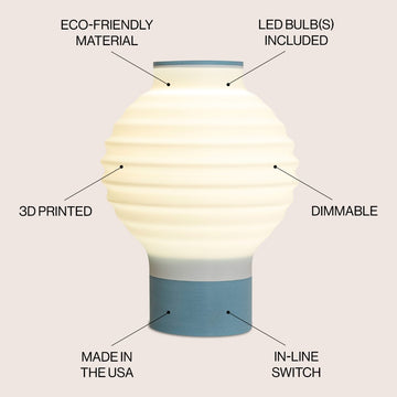 Asian Lantern Vintage Traditional Plant-Based PLA 3D Printed Dimmable LED Table Lamp - JONATHAN Y
